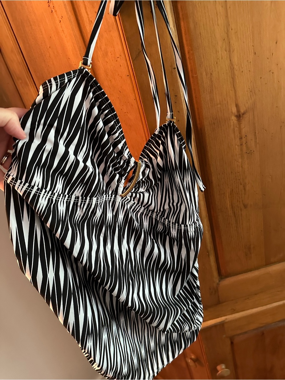 Spanx bathing suit top Black & White halter